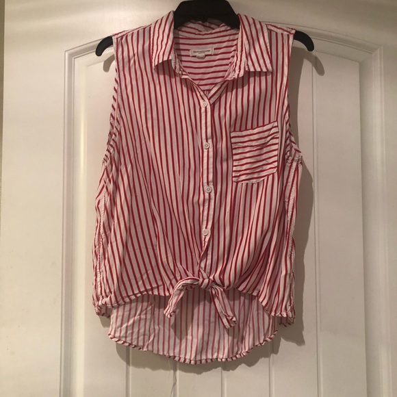 Red and White Striped Button Down - Picture 1 of 3